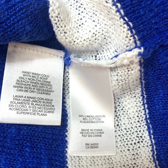 JONES NEW YORK SIGNATURE Striped Linen /Cotton Knit Pullover, blue/white - Picture 5 of 5